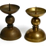 4 rare large heavy Mid Century brass candlesticks from a Bavarian church