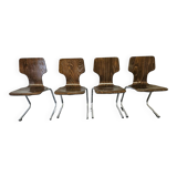 Set of 4 stacking chairs, 1970