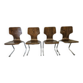 Set of 4 stacking chairs, 1970