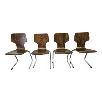 Set of 4 stacking chairs, 1970