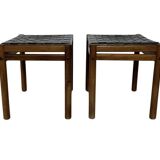 Pair of stools, leather and wood, 1960'