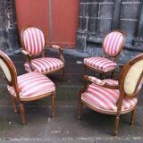 Ensemble 2 Fauteuils + 2 Sièges Louis XVI