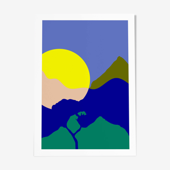 Affiche a4, rond soleil arbre 2