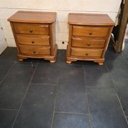 Pair of Louis Philippe style bedside tables in cherry wood.