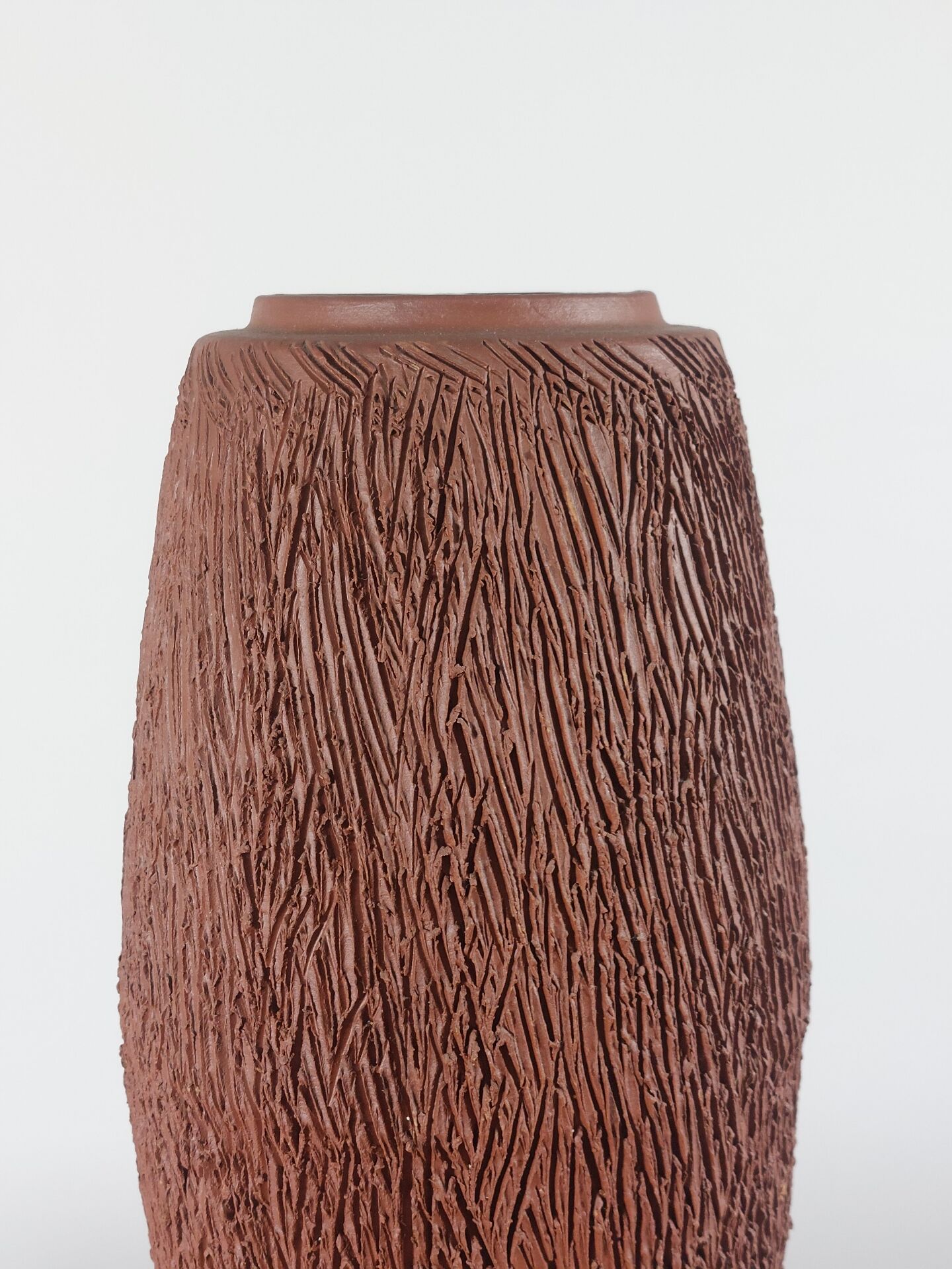 Vintage Mid Century brutalist sgraffito decor ceramic vase