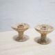 Pair of vintage jasper stone candle holders