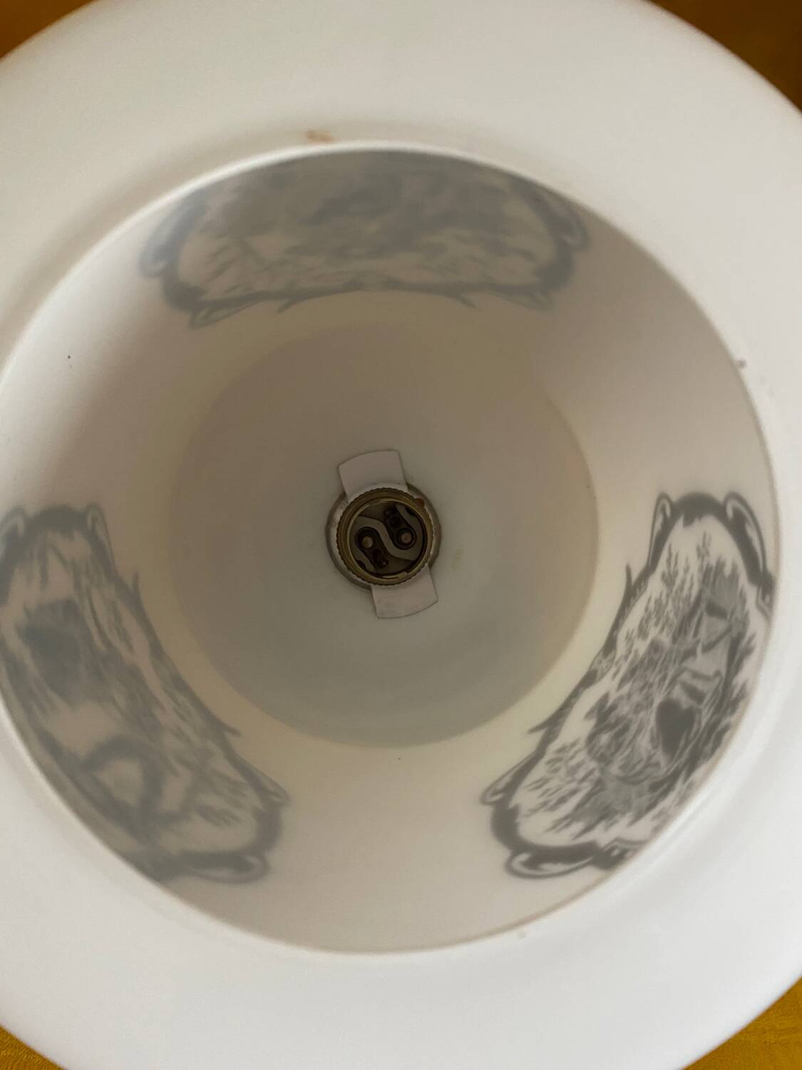 Opaline pendant light with romantic decoration, 1970