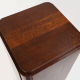 Large Art Deco console or pedestal in dark oak veneer, Belgium, 1920s