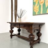 Neo-Renaissance desk in solid oak, circa 1900