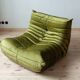 Togo armchair in olive green velvet