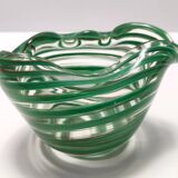 Murano Glass Bowl or Ashtray with Green Canes and Aventurine Glass, Italy