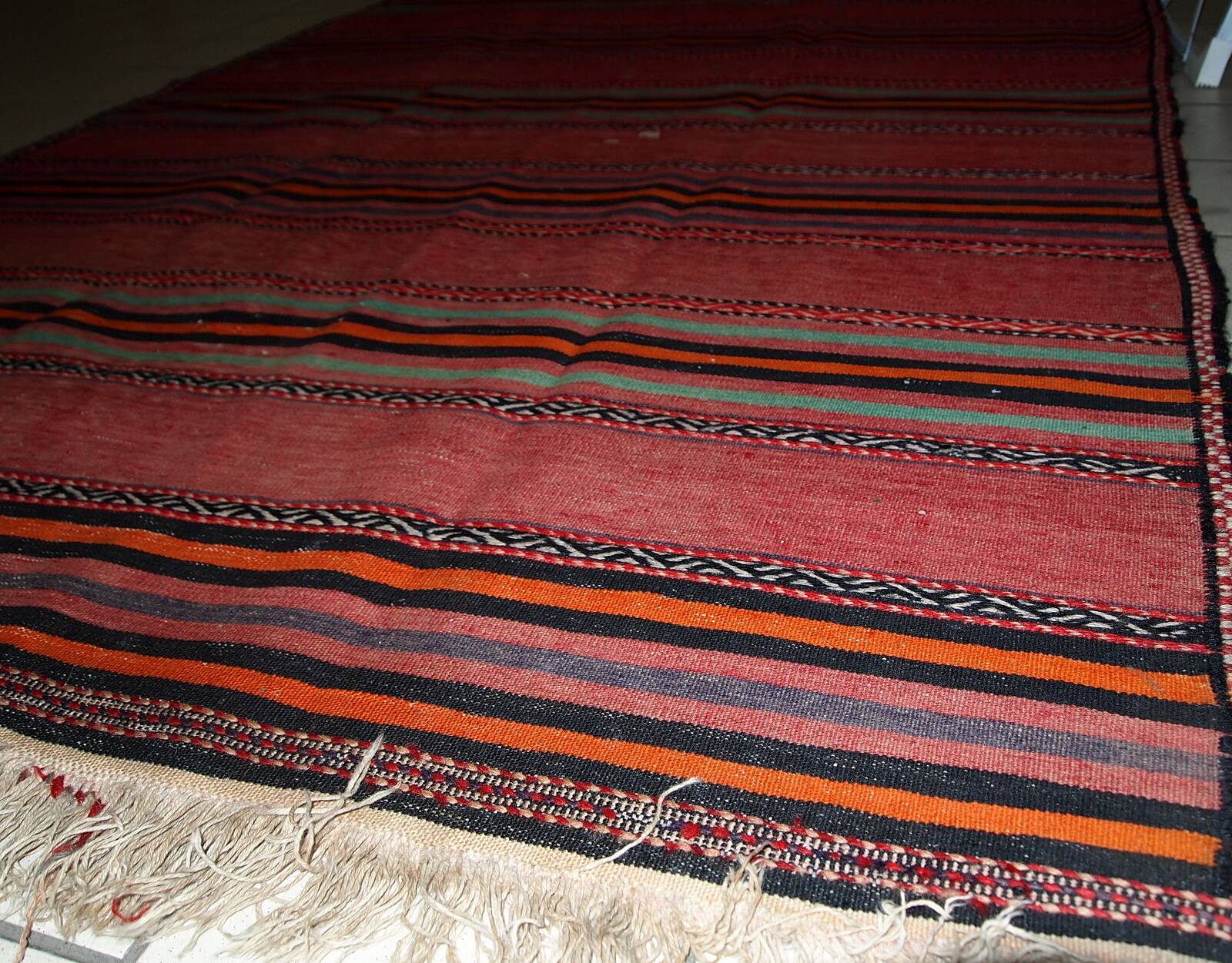 Kilim vintage fait main Ardabil persan 139cm x 288cm (1940s)