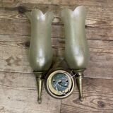 Suite of 4 wall lamps in bronze and murano glass, pier luigi colli and seguso, 1955