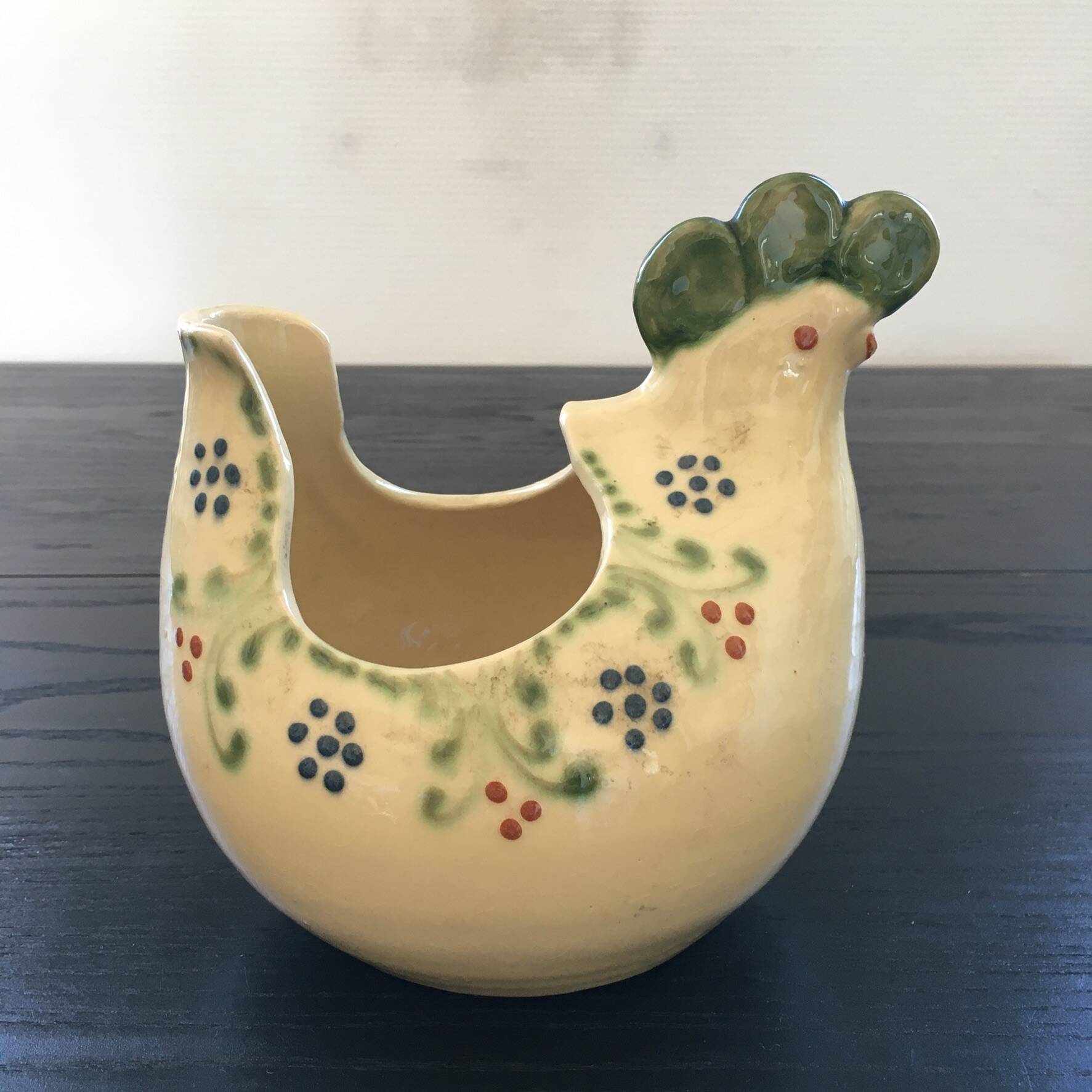 Floral chicken-shaped planter