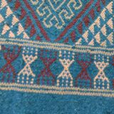 Handmade blue mergoum rug in natural wool