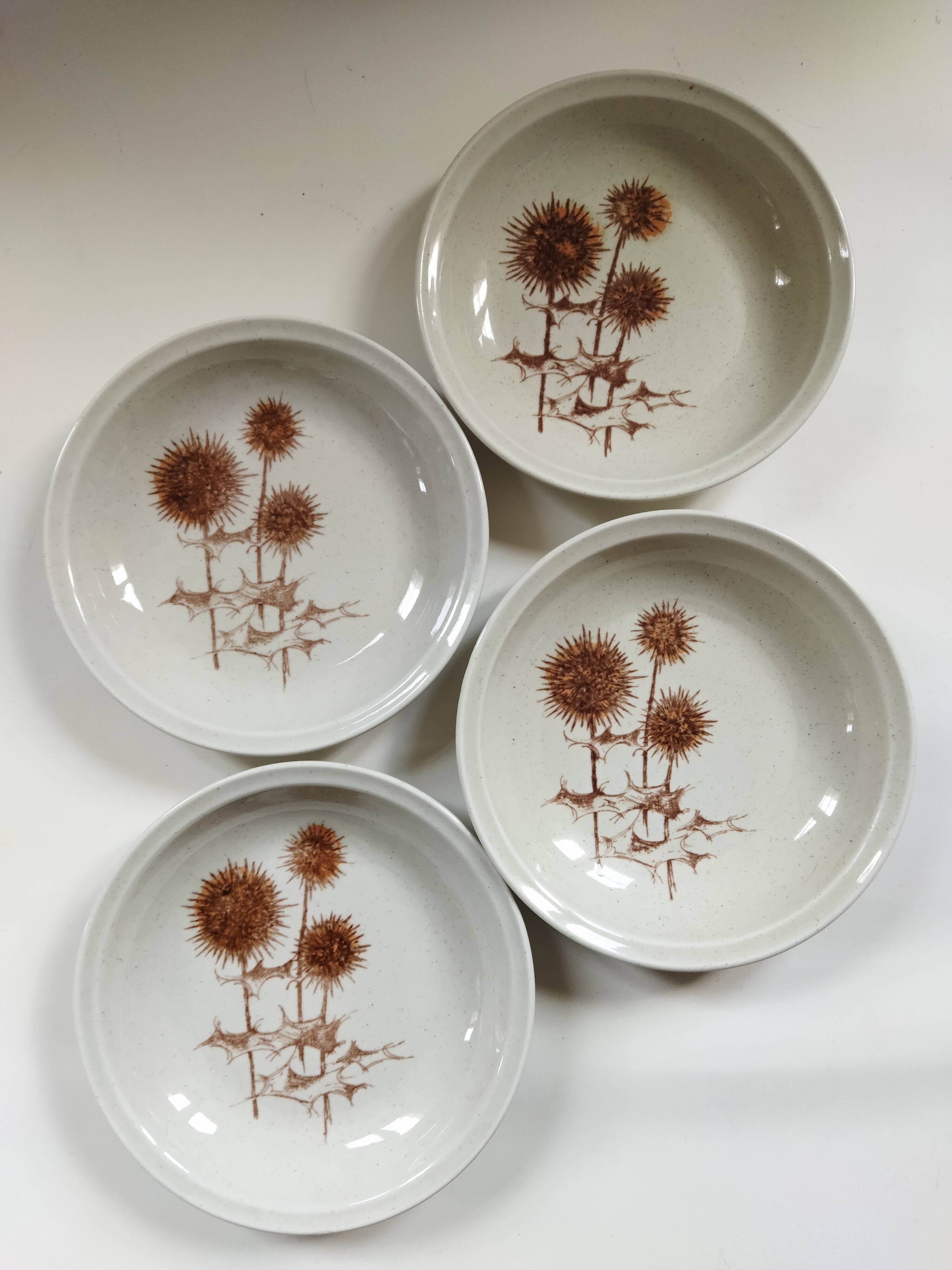 4 assiettes creuses Sarreguemines "Chardons"