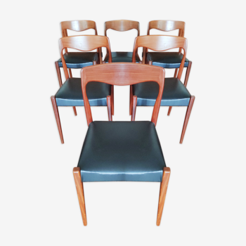 Série de 6 chaises scandinaves vintage Niels O'Moller