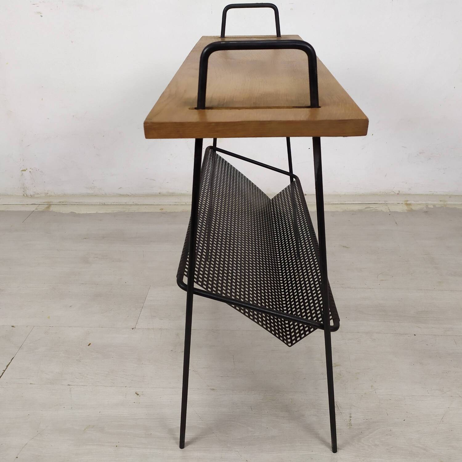 Vintage metal wood magazine rack