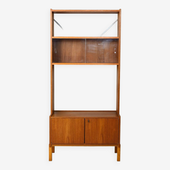 Bibliothèque scandinave vintage avec vitrine