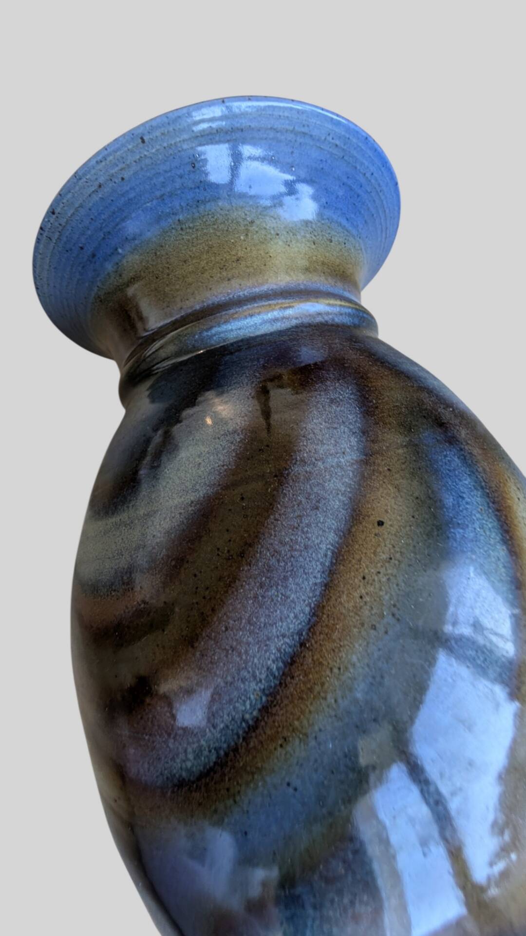 Large glazed stoneware vase signed JM – Jean-Marie Delahaye – 30 cm