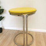 Vintage Yellow Bar Table: Chrome, 1970s High Coffee Table