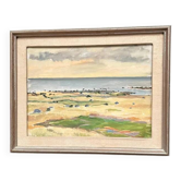 Huile sur toile originale suédoise - "Plage de Malö" par Bo von Zweigbergk - Signée - Vintage et encadrée - 55,5 x 43,5 cm (21,9" x 17,1")