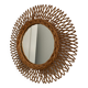 Vintage mirror 1960 sun rattan flower wicker - 37 cm