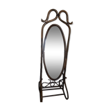 Vintage rattan standing mirror 176x55cm