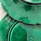 4 old plates in Sarreguemines vine leaf slip