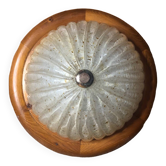 Old golden bubble glass ceiling light + vintage wood contour #a390
