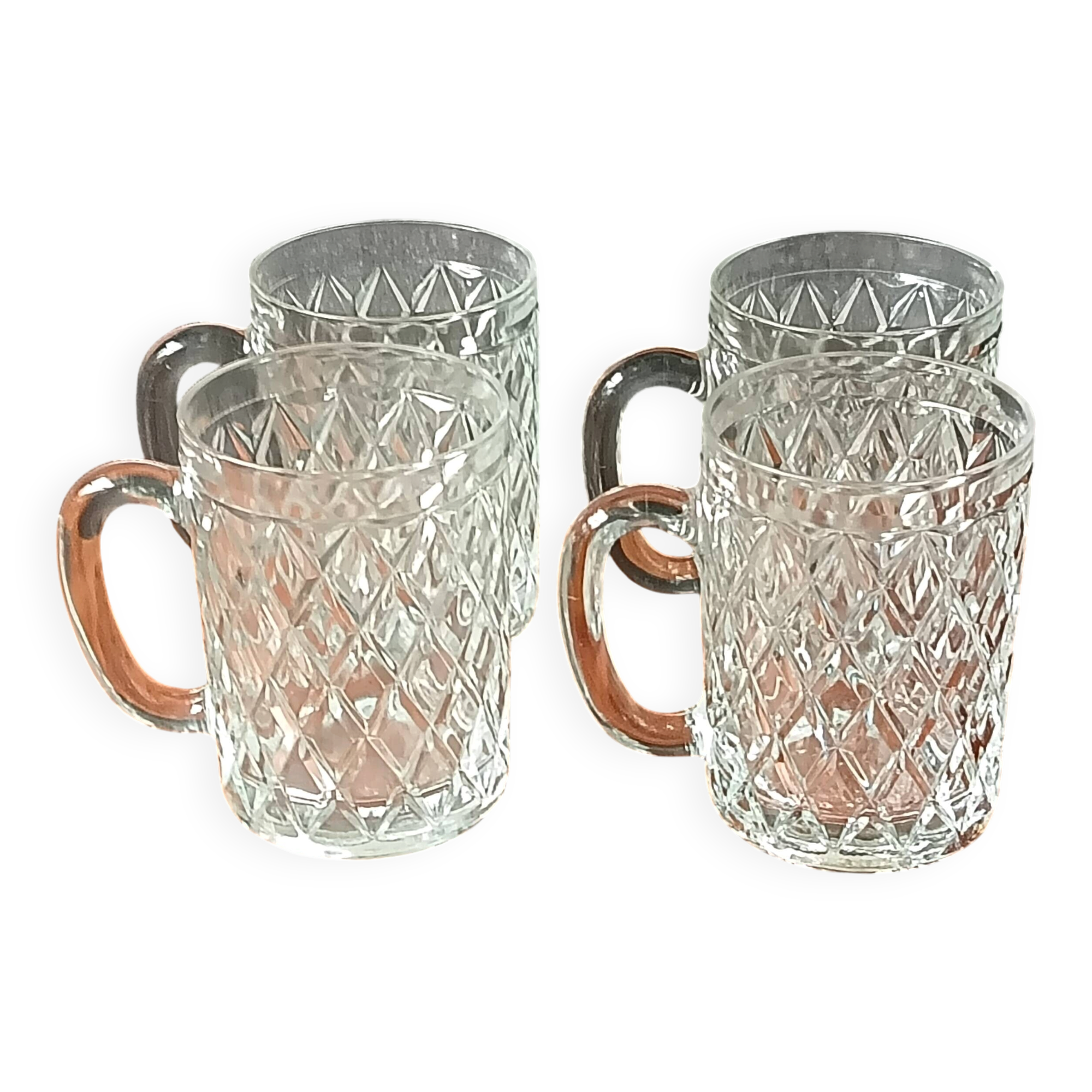 33 cl vintage beer glasses with a nice design in thick glass, old pint.