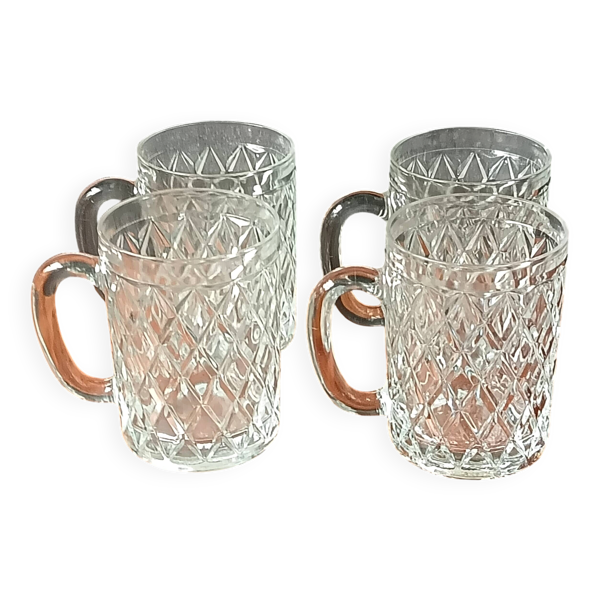Chopes 33 cl à bière vintage joli design en verre épais, pinte ancienne