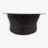 Rattan and smoked glass coffee table