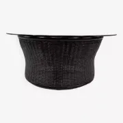 Table basse en rotin et verre fumé