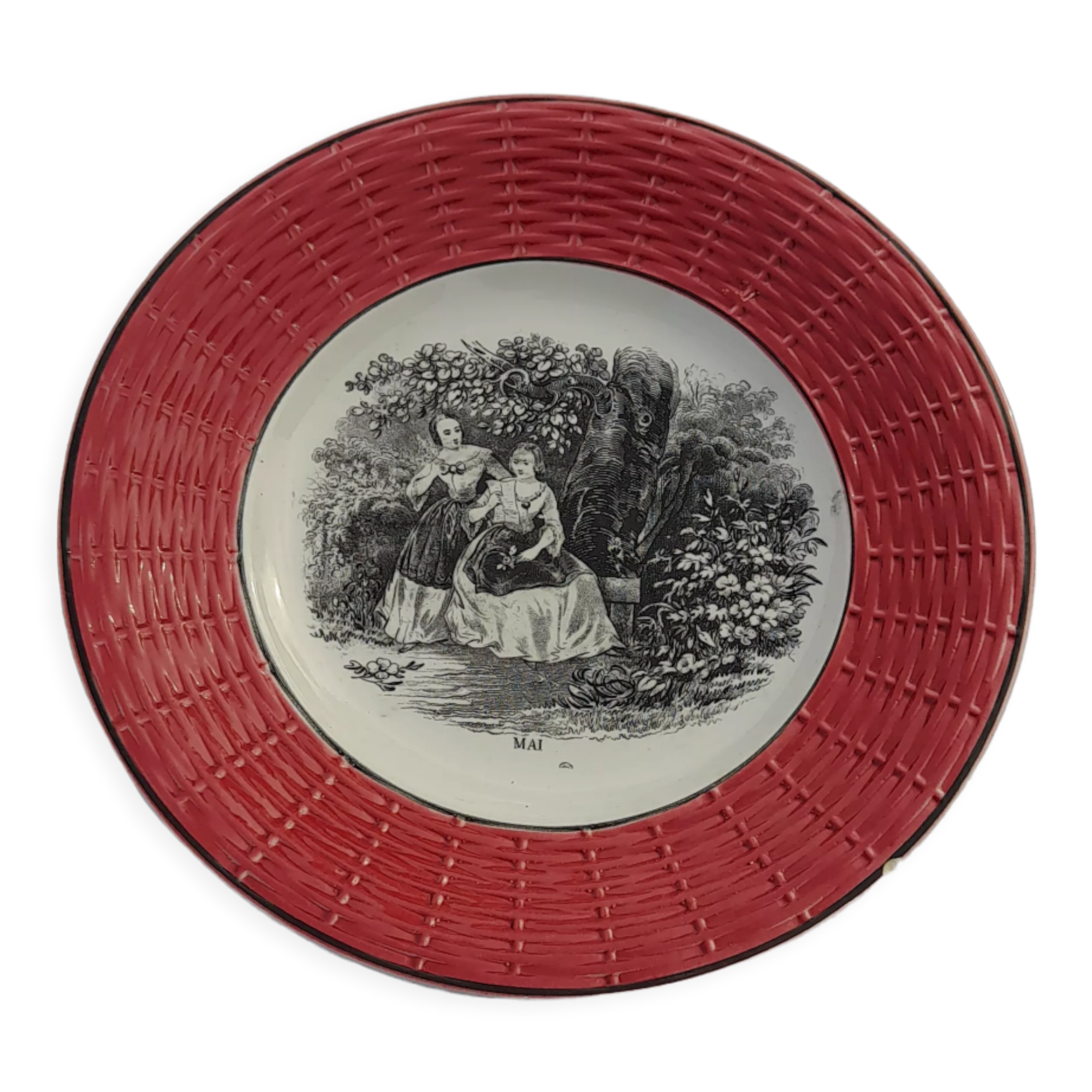 Digoin Sarreguemines earthenware dessert plate in May diam 18 cm