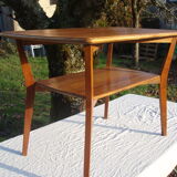 Coffee table rectangular double wooden tray