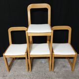 Set of 4 Scandinavian beech chairs from the 70s