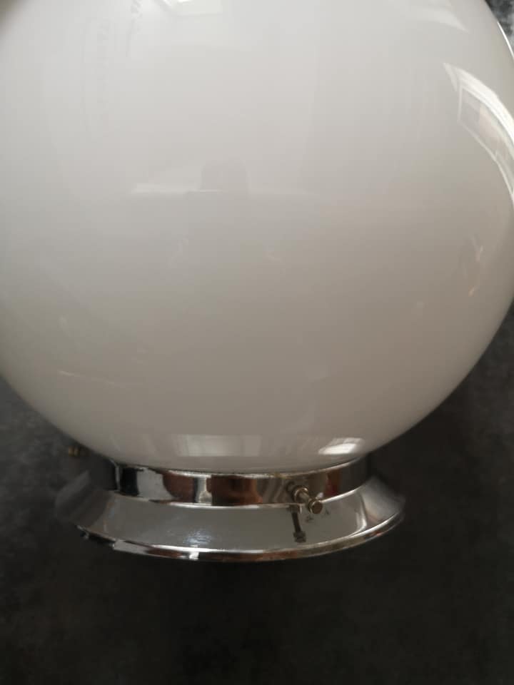 Ceiling lamp wall globe opaline ball white Very large model Ø 25 cm Art Deco 1930/1940