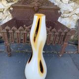Soliflore vase in beige opaline and brown design and vintage