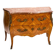 Curved Louis XV style commode in rosewood and red marble, fine.