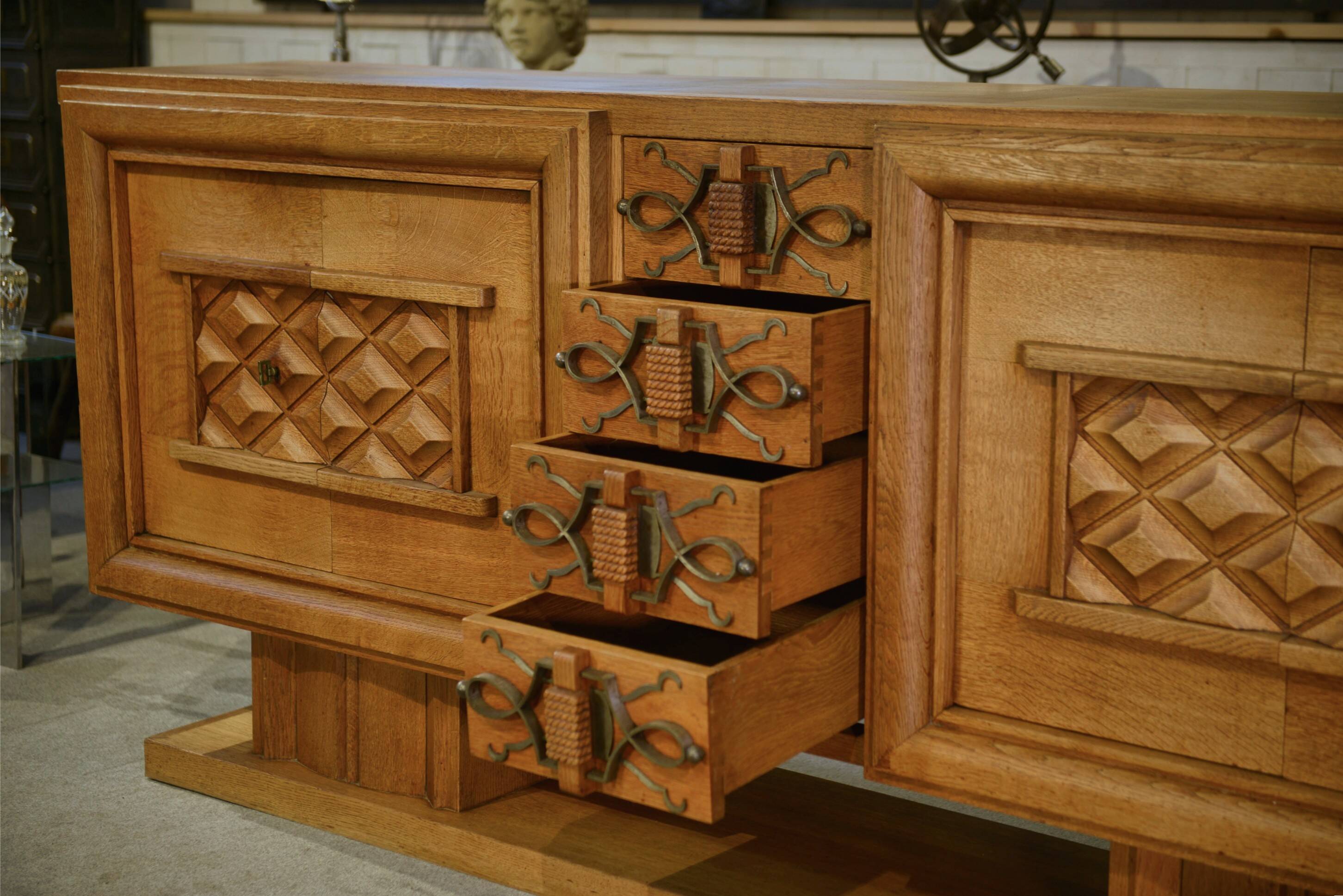 Oak buffet by Charles Dudouyt 1940s