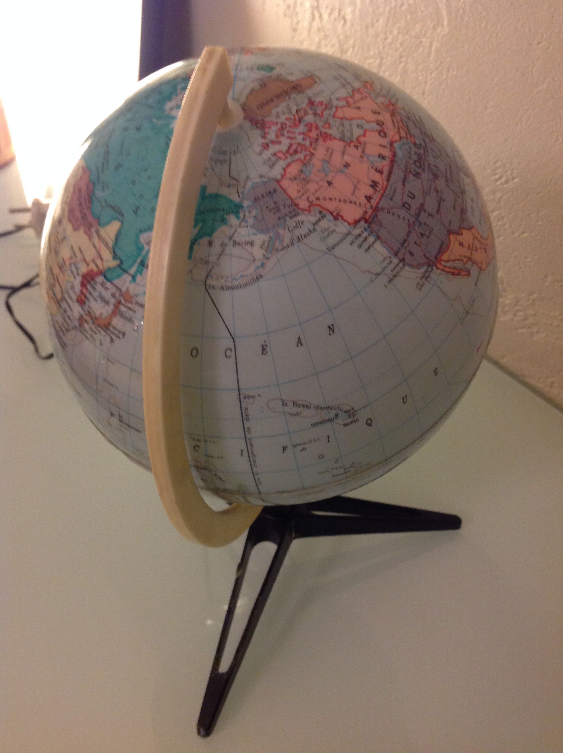 Light globe to tripod foot Rico vintage 60s