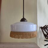 Art Deco suspension, white opaline