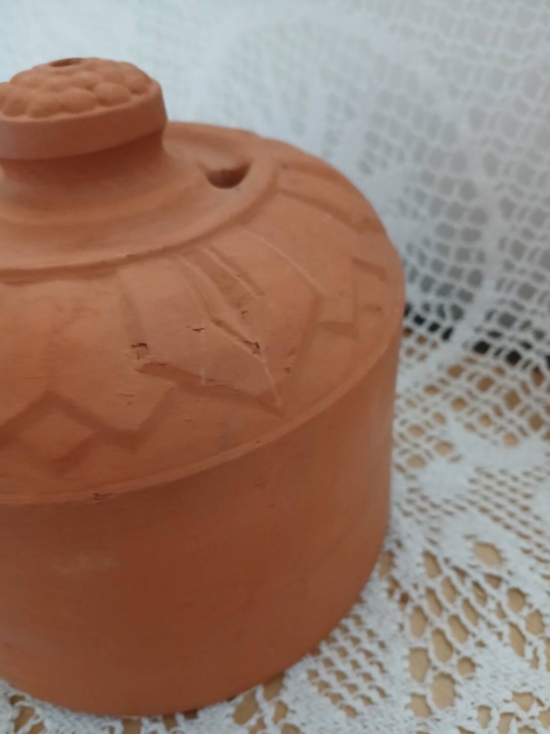 Terracotta butter dish with dome