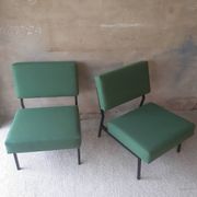 Chauffeuses de style Pierre Guariche, structure métal, années 1960