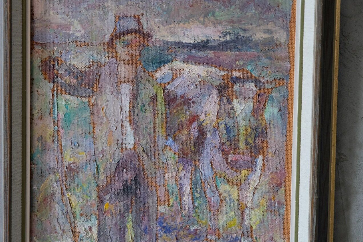 Pal matskassy, hungarian modern painting, 1960s, oil on panel, framed