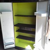 Polished varnished steel kitchen cabinet, circa 1950