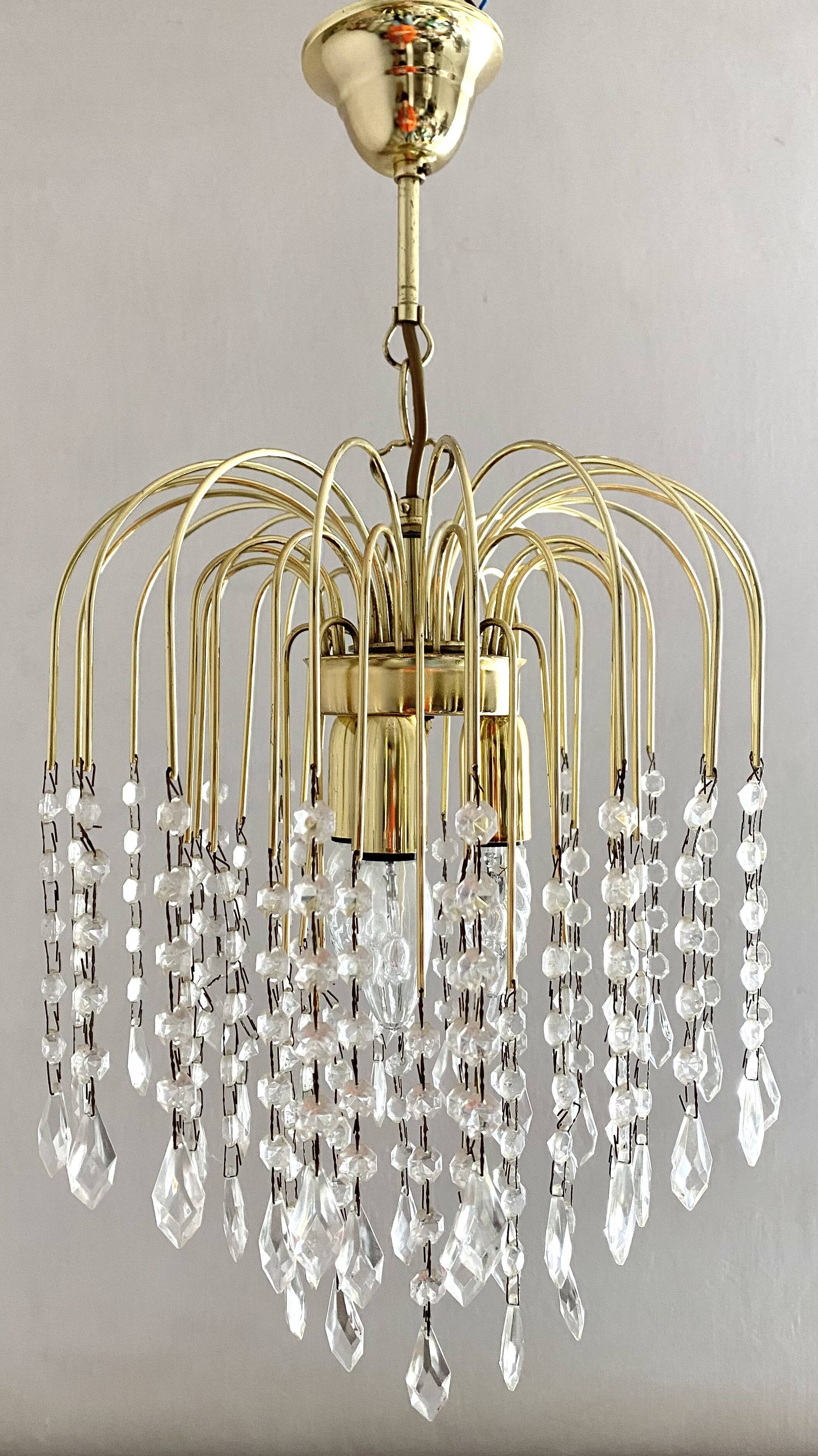Vintage Italian waterfall chandelier with tassels