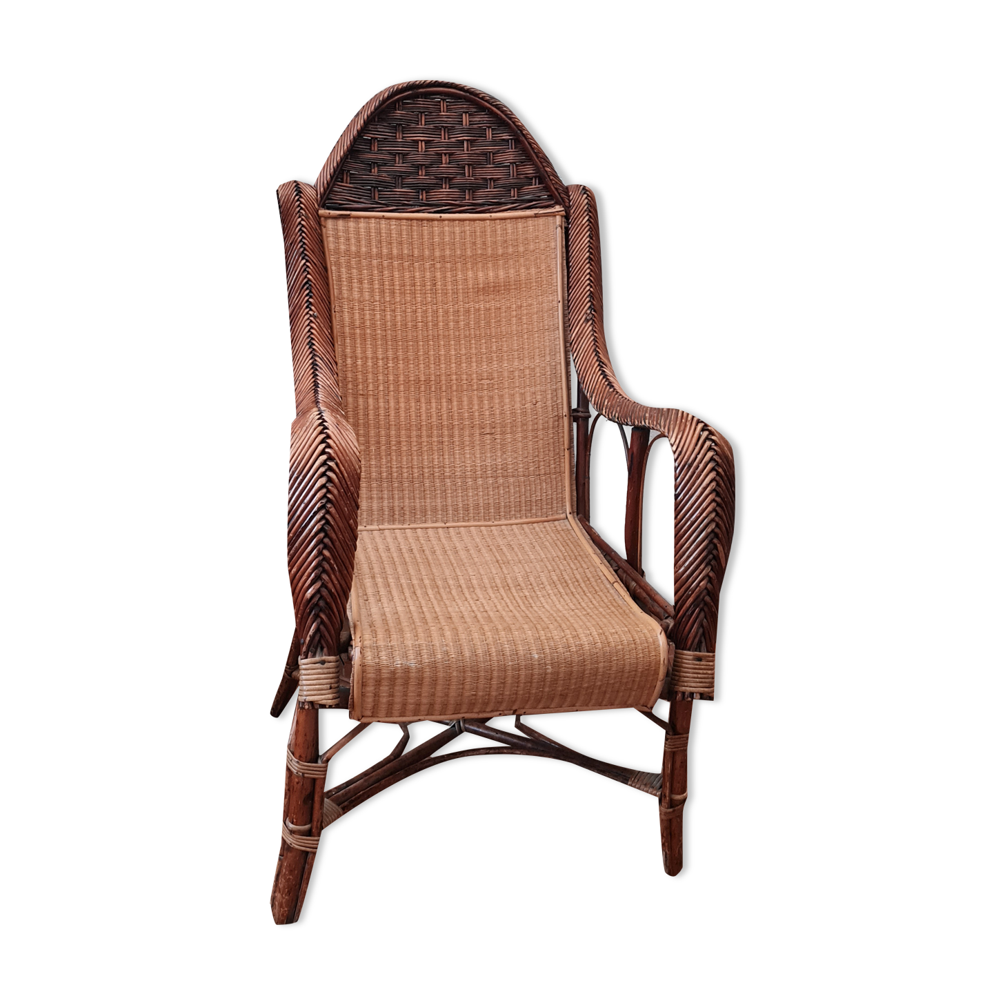 Old rattan armchair circa 1900-1930