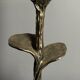 Solid brass silver custom made flower lamp with cocoon fabric shade, 1970s